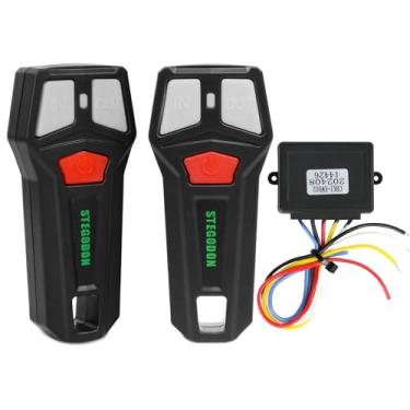 Imagem de STEGODON Kit de controle remoto de guincho sem fio, controle de recuperação de interruptor de monofone de 12 V, receptor de guincho sem fio, com 2 peças, controle remoto de guincho sem fio, sistema