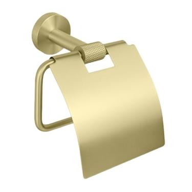 Imagem de Suporte de toalha de parede personalizado em aço inoxidável dourado escovado, roupão de banho, sabonete, escova de lavar louça, conjunto de banheiro (com suporte para papel)