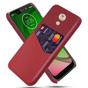 Imagem de Capa para MOTO G7 Play,Tela e tampa de couro PU,Antideslizante,360°cobertura completa à prova de choque com 1 slot de cartão atrás,Prevenção de queda-Red