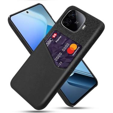 Imagem de Capa para VIVO iQOO Z9 Turbo,Tela e tampa de couro PU,Anti-deslizante,Resistência à impressão digital,Caso de proteção de 360°com 1 slot de cartão atrás-Black