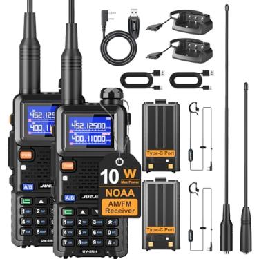 Imagem de JUCJET Rádio Amador De Longo Alcance 5Rh 10 W (Atualizado Uv-5R), Correspondência Frequência 999 Canais Com Uma Tecla, Walkie Talkies Recarregáveis ​​Com Bateria 2500 Mah, Cabo Programação, Fone Ouv