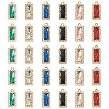 Imagem de Spritewelry Pingentes de pedra do mês de nascimento de vidro redondo pingente de gota coração folha strass pingente dourado vintage cristal facetado pingente gota de água para fazer joias pulseira