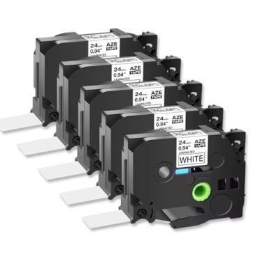 Imagem de Substitua para fita de etiqueta Brother 24 mm P Touch TZe-251 TZe251 24 mm 0,94 pol. Etiqueta branca laminada para Brother Ptouch PT D600 D610BT PTP710BT P750W etiquetadora, pacote com 5