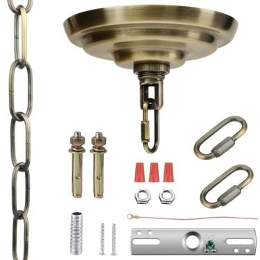 Imagem de MAYOMAJO Kit De Cobertura Luz 5-5/16" Com Corrente Suspensão 6 Pés, Resistente, Placa Reposição Para Lustre, Luminária Pendente, Ventilador Teto, Cesta Flores Ou Projetos "Faça Você Mesmo" (Bronze)