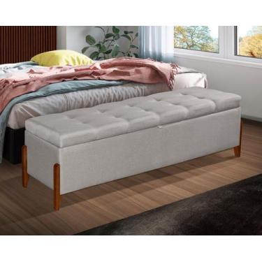 Imagem de Calçadeira Baú Recamier Sapateira Viena 195cm P/ Cama King em Linho - 