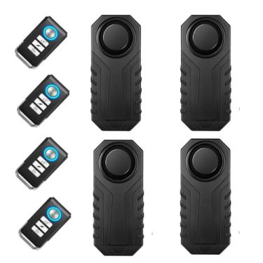 Imagem de Japard Alarme de bicicleta de 113 dB mais alto 4 peças com controle remoto, sensor de movimento de vibração antifurto sem fio, sino de motocicleta à prova d'água IP55, KS-SF22R