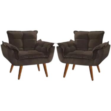 Imagem de Kit 2 Poltronas Opalla Decorativa Reforçada Recepção Sala De Estar Suede