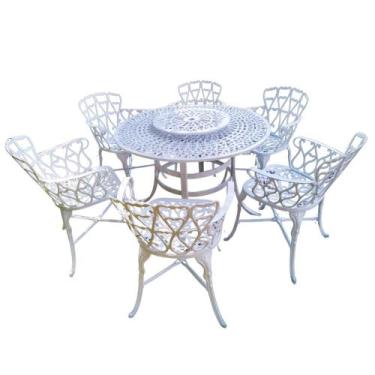 Imagem de Jogo Conjunto de Mesa Giratória de Jardim e 6 Cadeiras Viena Aluminio 