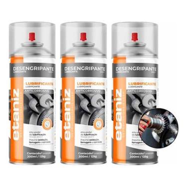 Imagem de 3 Desengripante Anticorrosivo Lubrificante Spray Etaniz 300ml - Chesiq