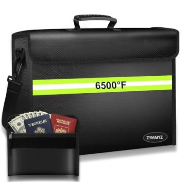Imagem de Bolsa organizadora de arquivos com camadas/carteira removíveis, organizador de documentos à prova de fogo de 3,593 °C com trava e tira reflexiva, caixa de armazenamento portátil para viagem doméstica