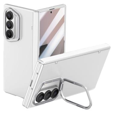 Imagem de LYJSMGZ Capa fina para Samsung Galaxy Z Fold 7, protetor de tela frontal com dobradiça automática, capa de metal com função de suporte para câmera, branca, dobra 7