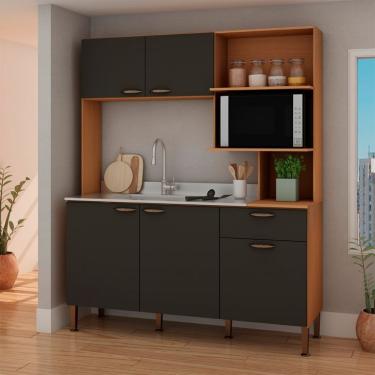 Imagem de Cozinha Compacta Bella 4 Portas 1 Gaveta Freijó e Grafite