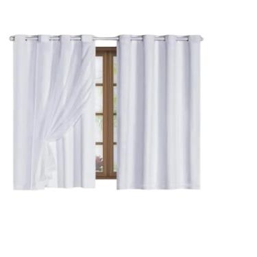 Imagem de Cortina Blackout Blecaute com Voil Liso 1 Parte (1,40m x 1,80m)(Branco)