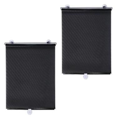 Imagem de Pacote com 2 persianas auto-retráteis, persiana de rolo de janela de sucção, persiana de rolo com bloqueio de UV/calor, sem perfuração, fácil instalação para casa, escritório (58 x 123 cm)