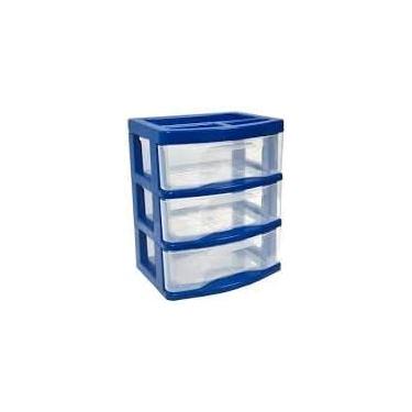 Imagem de Gaveteiro de Mesa Stylo 3 Gavetas Azul Compacto para Escritório e Quarto Design Moderno