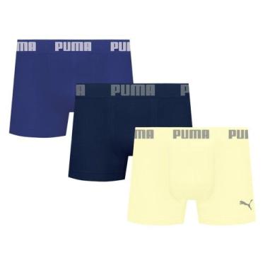 Imagem de Kit 3 Cuecas Puma Boxer Sem Costura Masculina, Azul, Marinho, EG