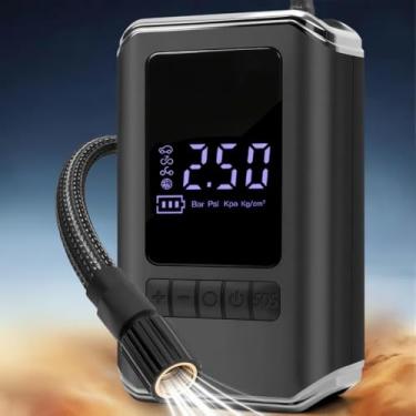 Imagem de Bomba Insuflável Sem Fios, Bomba de Enchimento de Basquetebol para Carros, Bicicletas e Motas, Compressor de Ar Portatil, Calibrador de Pneus Portatil, Luz de Emergência LED