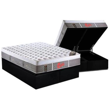 Imagem de Cama Box Baú Queen: Colchão Molas Ensacadas Castor Plush+Base Black(158X198)
