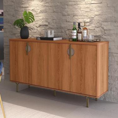 Imagem de Buffet Lukaliam Móveis Aparador 4 Portas Marsala Pés De Ferro Jequitiba