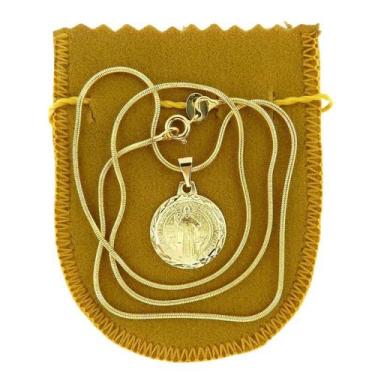 Imagem de Corrente Feminina 45Cm São Bento 18Mm Folheado Ouro Cr212B - Wnbijoute