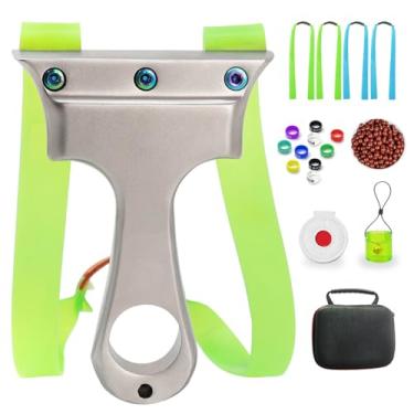 Imagem de Runzkzy estilingue de aço inoxidável, estilingue de catapulta para adultos, tiro profissional sem garfo para jogadores experientes com alvo e bolas de argila para lazer e entretenimento ao ar livre