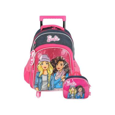 Imagem de Kit Mochila Escolar 2Em1 Rodas + Lancheira Barbie - Azul