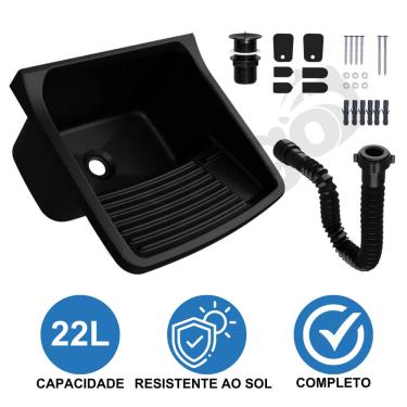 Imagem de Tanque Plástico Lavar Roupa 22L + Sifão Preto Astra TQ0SF/SC