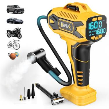 Imagem de DIYtoolifz Compressor De Ar Para Inflador De Pneus Sem Fio Para Dewalt, Bateria Máxima De 20 V, Bomba De Ar Portátil De 160 Psi Com Manômetro Digital, Enchimento Rápido Para Carros, Motocicletas, Bi