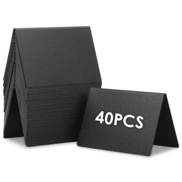 Imagem de 40 peças de mini placas de quadro-negro, reutilizável, pequeno quadro-negro, placa de mensagem, fácil de escrever e limpar, etiqueta de comida para montagem de mesa de buffet de festa