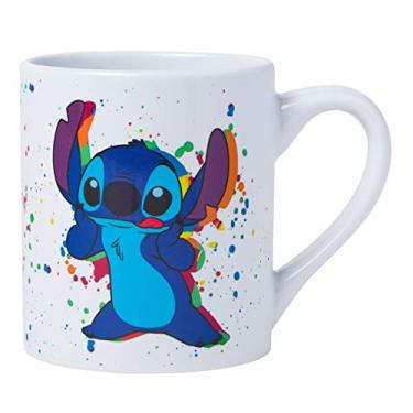 Imagem de Silver Buffalo Caneca de café de cerâmica Lilo e Stitch Weird but Awesome Glitter Splatter, 400 ml, branca