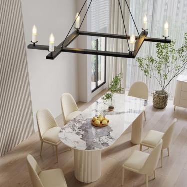 Imagem de SJIGUANGZ Lustres para sala de jantar - luminárias modernas de metal 6 luzes de cozinha, vela de fazenda pendurada luz pendente para sala de estar entrada hall de entrada quarto lustre industrial