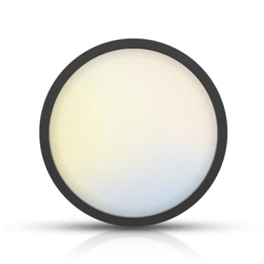 Imagem de TOPELER Luz de teto de LED preta para montagem embutida, 23 cm 24 W 2000 lm, luminária de tela plana redonda selecionável 5 CCT para lavanderia, escada, porão, banheiro