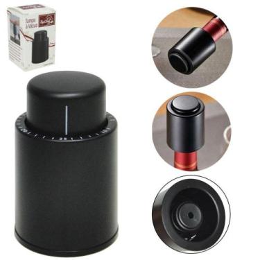 Imagem de Tampa a vacuo de plastico para garrafa de vinho 7x4,5cm de ø na caixa 