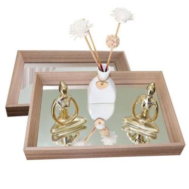 Imagem de 2 Bandejas Espelhada para Organizar Maquiagens Joias Perfumes Quarto L