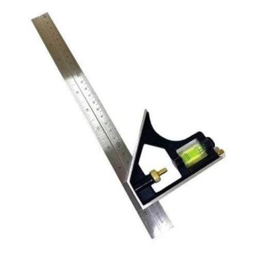 Imagem de Esquadro Combinado de Alumínio 30 cm. 90/45 com Nível ID-8843N Idea