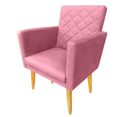 Imagem de Poltrona Decorativa Maitê Suede Rosa para leitura - JBF