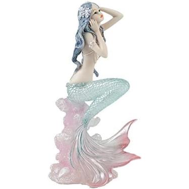 Imagem de Sereia Coral Ondas Figura Aquário Sereia Escultura Tanque De Peixes Ornamentos De Resina Artesanato Decorações Para Casa