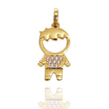 Imagem de Pingente Menino Filho Com Zircônias Em Ouro 18k 16mm - AGAPRIME JÓIAS