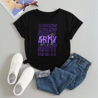 Imagem de Camiseta Algodão Unissex Estampada Army Bts 275 Blusa Despojado Modinh