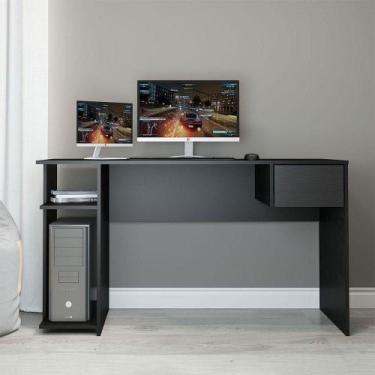 Imagem de Mesa Gamer Com Gaveta 136x75cm Mdp Preto Menu Móveis Preto