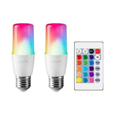 Imagem de Lâmpada LED RGB 2PCS E14/E27/B22 T37 Multicolorida Regulável 16 Cores 