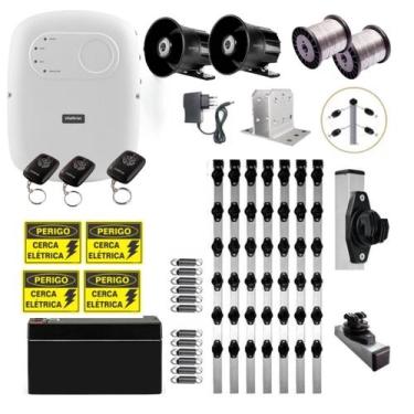 Imagem de Kit Cerca Elétrica Intelbras ELC 5002 50m, Hastes Industriais e Fio 0.