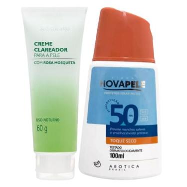 Imagem de Kit Creme Clareador Para a Pele Com Rosa Mosqueta Protetor Solar Nova 