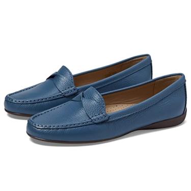 Imagem de MARC JOSEPH NEW YORK Mocassins Femininos Casuais Confort veis de Couro Genu no Leve para Dirigir Moda Cl ssica Torcida Penny Slip On Mocassins Femininos Sem Cadar o, Azul Atl ntico, polido, 9.5