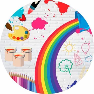 Imagem de Painel de Lona Redondo Pintando o Sete Arco Íris c/ Elástico - Fabrika