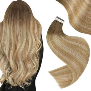 Imagem de Fita adesiva em extensões de cabelo Easyouth Blonde Brown Ombre 35cm 4