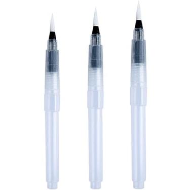 Imagem de Conjunto de 3 canetas de aquarela recarregáveis, 3 tamanhos, pontas de pincel para misturar cores, criar tons, conjunto de aquarela, crianças, adultos, artistas, profissionais, conjuntos de pincéis
