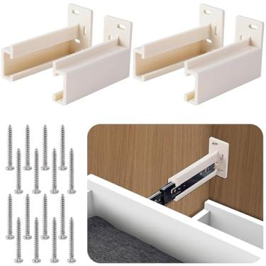 Imagem de Nkiy Quen 2 pares de placa traseira de trilho de gaveta, suporte de trilho de gaveta ABS compatível com R7265, suportes de montagem deslizantes de gaveta para substituição de reparo de soquete de