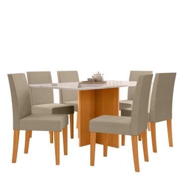 Imagem de Sala de Jantar Helo 160 Tampo Chanf C/V 6L Cadeiras Jade Poliman Móveis