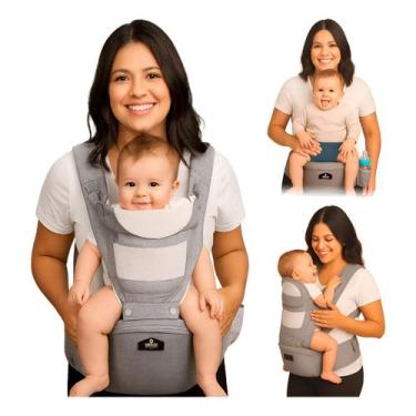 Imagem de Canguru Seguro Ergonômico Com Apoio Na Cintura Pronta Aiebao, Cinza